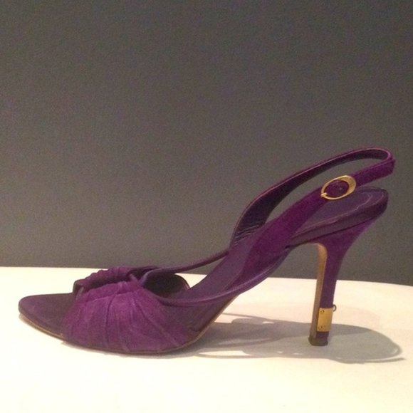 HP🔆RARE 🌸Authentic DIOR Purple Suede Slingback Heels - Picture 3 of 17